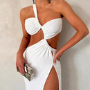 Vestido Longo Assimétrico Um Ombro Só Verde