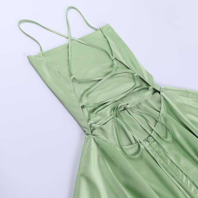 Vestido Curto De Cetim Alça Fina Branco