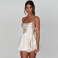 Vestido Curto De Cetim Alça Fina Branco