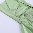 Vestido Curto De Cetim Alça Fina Verde