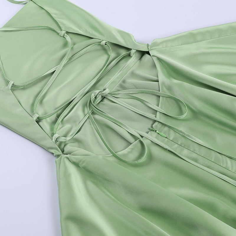 Vestido Curto De Cetim Alça Fina Vermelho