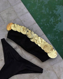 Biquíni Tomara Que Caia Hot Pants Com Lantejoula Dourada