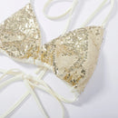 Conjunto 2 Peças Todo em Paetês Top e Calça Dourado