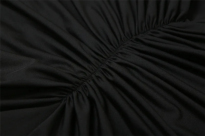 Vestido Longo Drapeado Um Ombro Só Preto