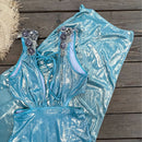 Conjunto 2 Peças Maiô e Saia Acetinado Dourado