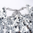 Vestido Curto Manga Longa Bordado De Lantejoulas