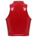 Top Cropped Couro Eco Envernizado Decote Cruzado Preto