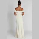 Vestido Ombro A Ombro Com Fenda Branco