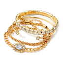 Kit de 4 Pulseiras Douradas Com Strass
