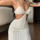 Vestido Longo Alça Fina Texturizado