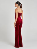 Macacão Todo Em Veludo Vermelho