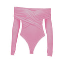 Body De Malha Ombro A Ombro Manga Longa Preto