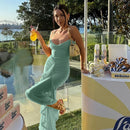 Vestido Longo Assimétrico Em Tule Com Fenda Vinho