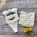 Conjunto 2 Peças Maiô + Saia Flores 3D Branco