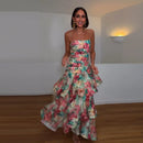 Vestido Longo Estampa Floral Com Babados