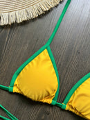 Conjunto De Biquíni 2 Peças Cortininha Fio Dental Estampa Brasil
