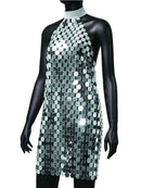 Vestido Curto De Lantejoulas Gola Halter Dourado