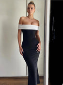 Vestido Midi Ombro a Ombro Preto