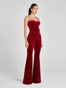 Macacão Todo Em Veludo Vermelho