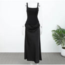 Vestido Longo Estilo Corset Com Alças Finas Marrom
