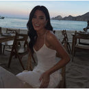 Vestido Longo Decote V Flores 3D Off White