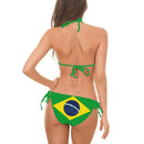 Conjunto De Biquíni 2 Peças Top Cortininha Estampa Brasil
