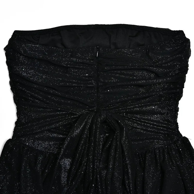 Vestido Curto Tomara Que Caia Em Lurex Brilhoso Bege