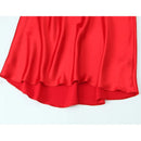 Vestido Longo De Cetim Alça Fina Vermelho