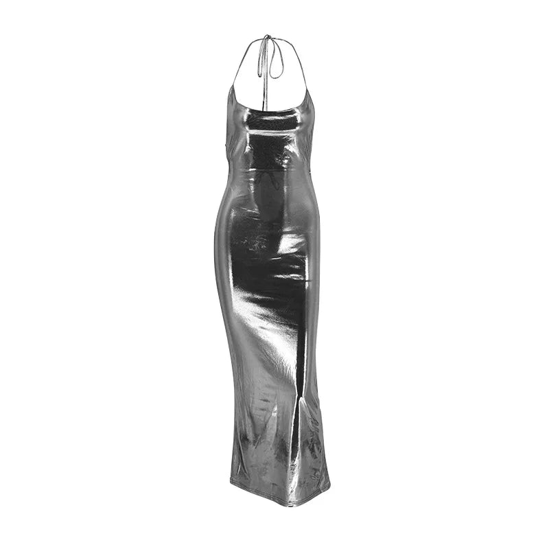 Vestido Max Longo Metalizado