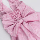 Vestido Curto Rodado Decote V Com Laço Amarelo