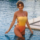 Conjunto 2 Peças Maiô e Saia Com Babados Laranja