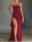 Vestido Longo Tomara Que Caia Com Fenda Preto