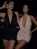 Vestido Curto Tubinho Em Strass Preto