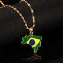 Corrente Dourada De Aço Inoxidável Com Pingente Do Mapa Do Brasil