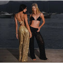 Conjunto 2 Peças Todo em Paetês Top e Calça Dourado