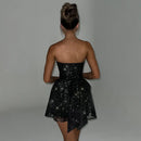 Vestido Curto Tomara Que Caia Em Lurex Brilhoso Preto