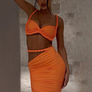 Conjunto Longo Assimétrico Drapeado Laranja