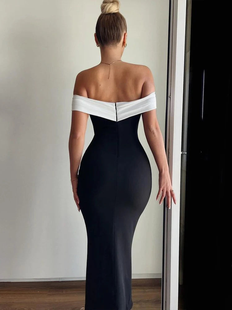 Vestido Midi Ombro a Ombro Preto