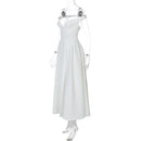 Vestido Longo Estruturado Rodado Ombro a Ombro Branco
