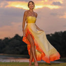 Conjunto 2 Peças Maiô e Saia Com Babados Laranja