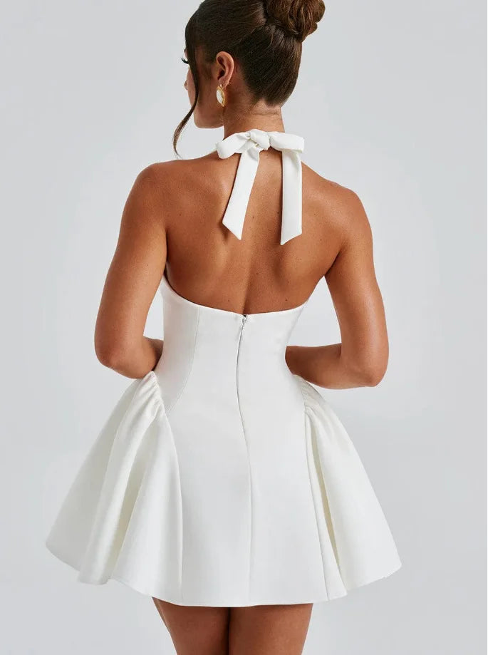 Vestido Curto Estruturado Decote V Branco