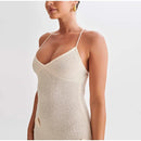 Vestido Longo Decote V Flores 3D Off White