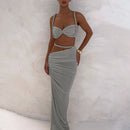 Conjunto Longo Assimétrico Drapeado Laranja