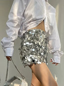 Saia Curta Lantejoulas Forrada Com Zíper