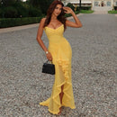 Vestido Longo Assimétrico Em Tule Com Fenda Vinho