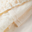 Vestido Longo Com Fenda Flores 3D Off White