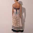 Conjunto 2 Peças Biquíni e Saia Estampa Solar Azul Marinho