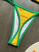 Conjunto De Biquíni 2 Peças Cortininha Fio Dental Estampa Brasil