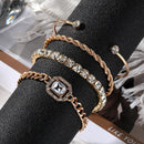 Kit de 4 Pulseiras Douradas Com Strass