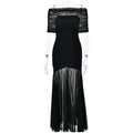 Vestido Longo Ombro a Ombro Off White Elegant